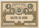 Publicité pour les produits photographiques Photos-Hall, à Paris.  - 1870